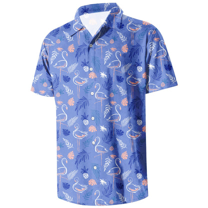 HOTMen's Casual Button Down Shirts Regular Fit Short Sleeve Hawaiian Shirt for Men
