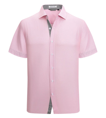 HOTAlex Vando Mens Printed Dress Shirts Easy Care Button Down Shirt | Four-way flexible weave, Inner collar & cuff contrast, Anti-wrinkle texture, Lightweight, Great present for male relatives