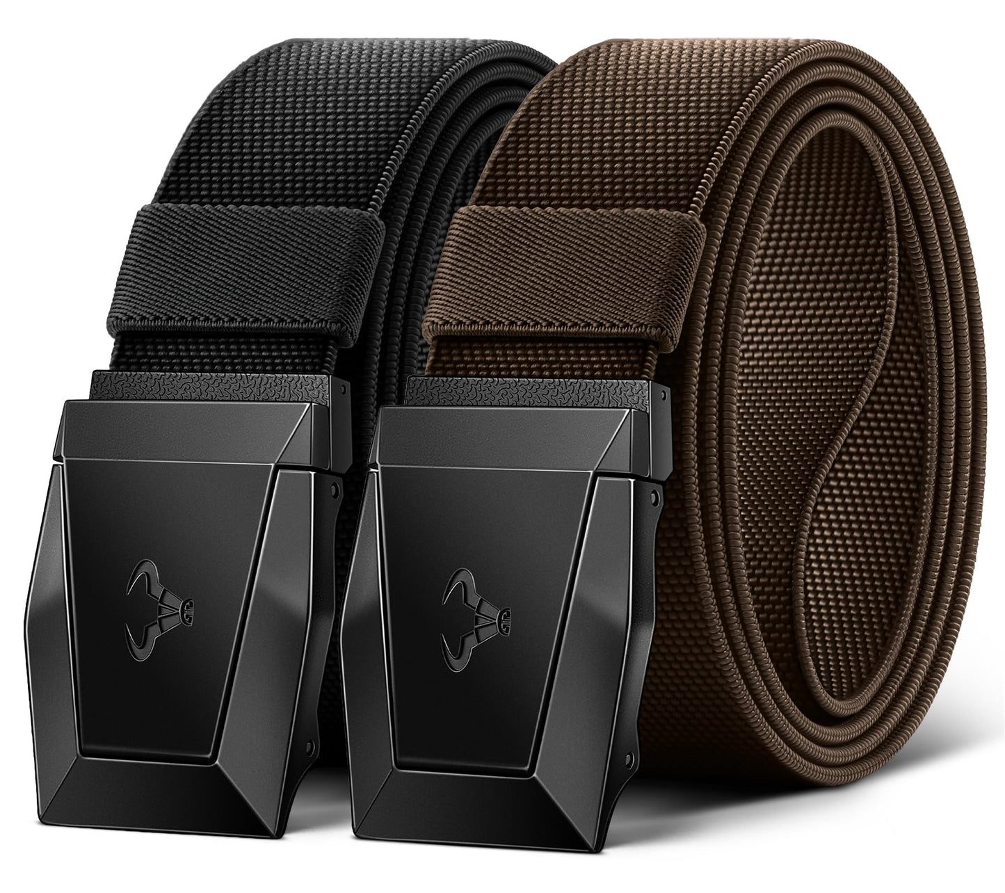 HOTBULLIANT Men Tactical Belt 2 Pack,Stretch Western Rigger Web Belt For Cowboy Military Heavy Duty 1.5"-Cut For Fit | Smooth Sliding | Adjustable for Precise Fit | Tailored Size | Rugged Nylon for Heavy Duty, hiking, Hunting
