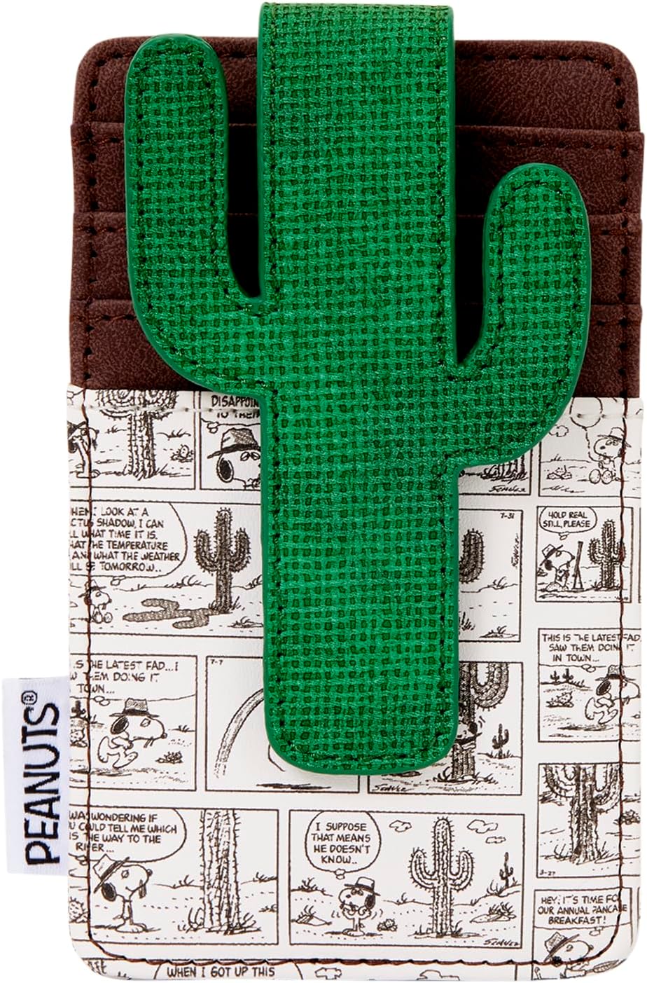 HOTLoungefly Peanuts: Spike - Desert Card Hold with Cactus Clip - 3 Card Slots and 1 Clear ID Slot - Collectible Wallets