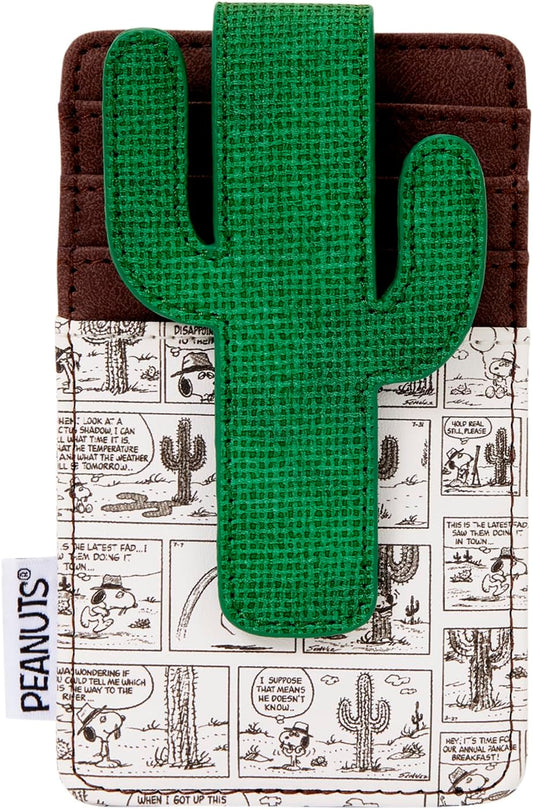 HOTLoungefly Peanuts: Spike - Desert Card Hold with Cactus Clip - 3 Card Slots and 1 Clear ID Slot - Collectible Wallets