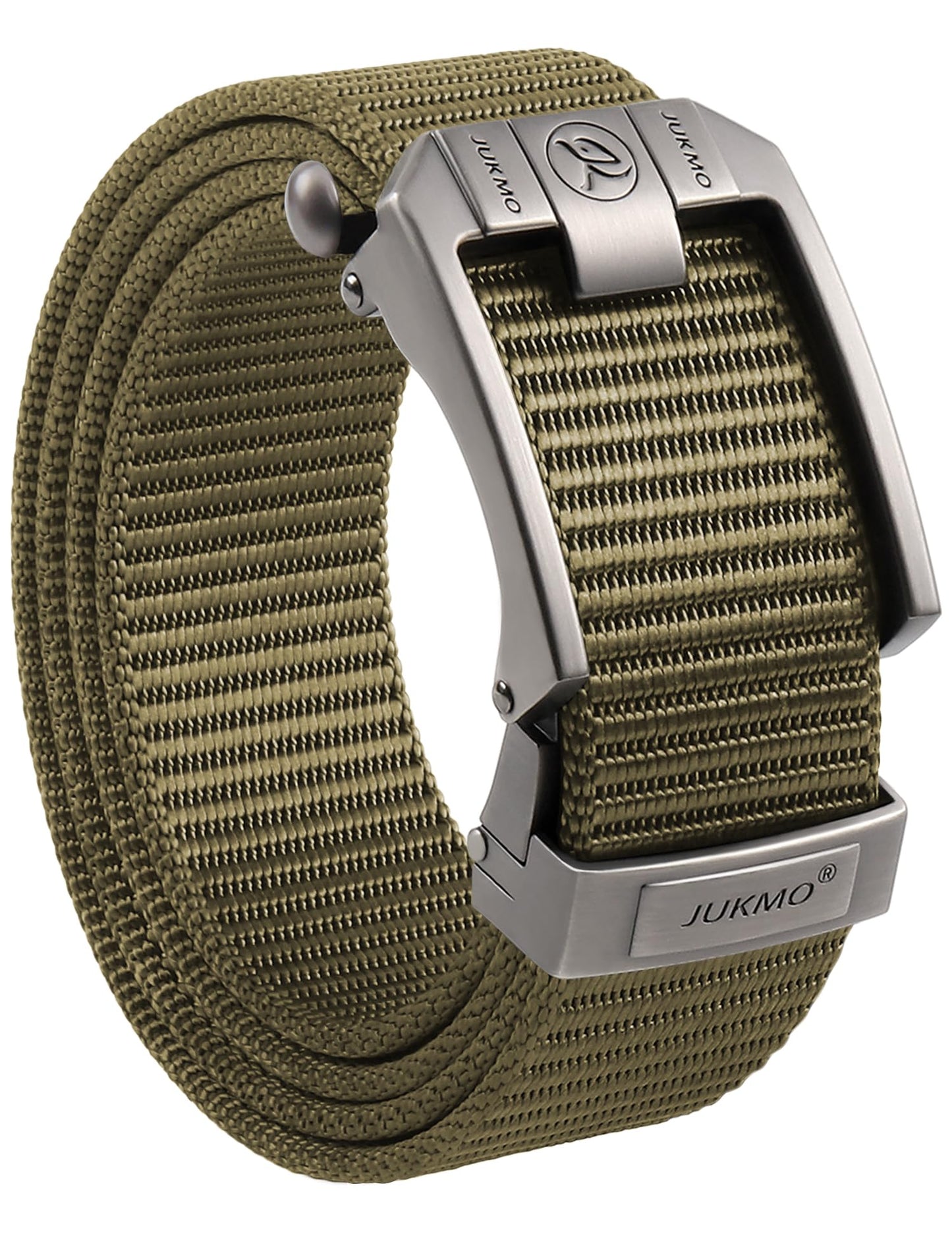 HOTJUKMO Men's Ratchet Belt, Nylon Web with Automatic Slide Buckle in Gift Box | Zinc Alloy Buckle with Micro-Adjust & Trimmable Webbing