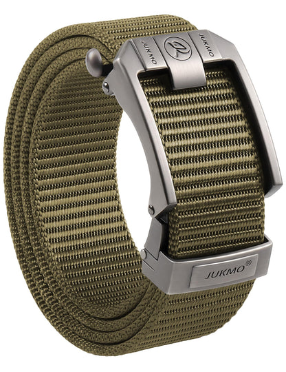 HOTJUKMO Men's Ratchet Belt, Nylon Web with Automatic Slide Buckle in Gift Box | Zinc Alloy Buckle with Micro-Adjust & Trimmable Webbing