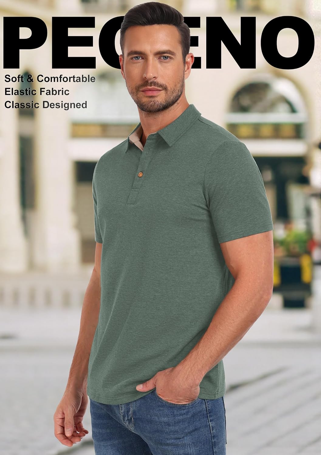 HOTPEGENO Mens Polo Shirts Short Sleeve Casual Cotton Golf Shirts Performance Polo Shirts for Men