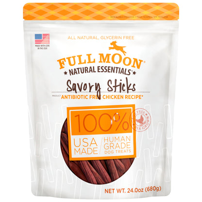 HOTFull Moon All Natural Human Grade Dog Treats, Essential Beef Savory Sticks, 22 Ounce, 1.375 Pound (Pack of 1)