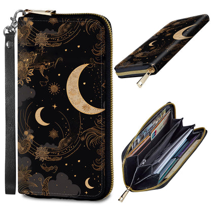 HOTWomens Wallet, PU Leather RFID Cute Wristlet Wallets for Girls Women Ladies Purse Large Credit Card Clutch Purse Card Holder Coin Pocket Travel Wallets with Zipper, Art Black Cat