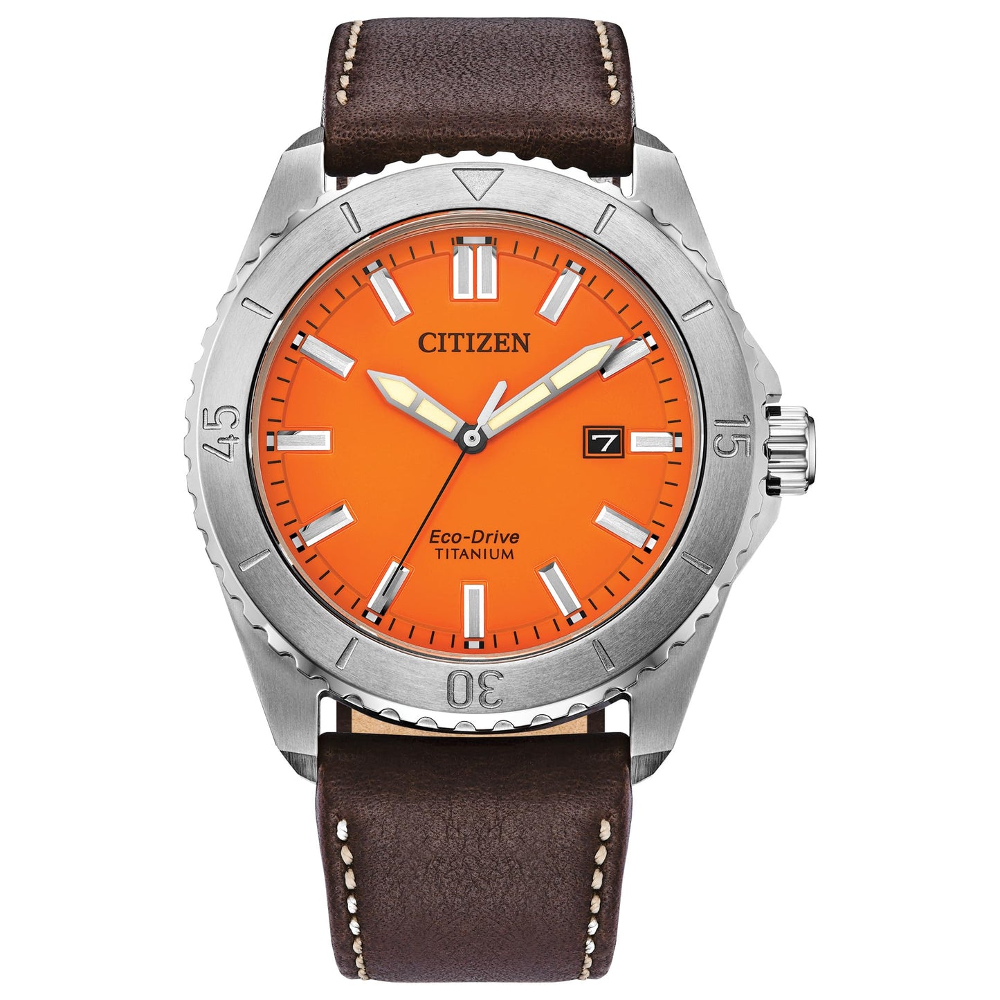 HOTCitizen Men's Eco-Drive Brycen Sport Casual Watch, Silver-Tone Super Titanium Case, 3 Hand, Date