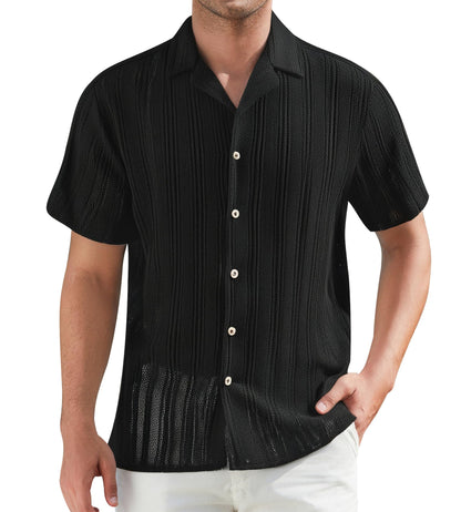 HOTDamipow Mens Casual Button Down Shirts Short Sleeve Fashion Vacation Beach Shirts