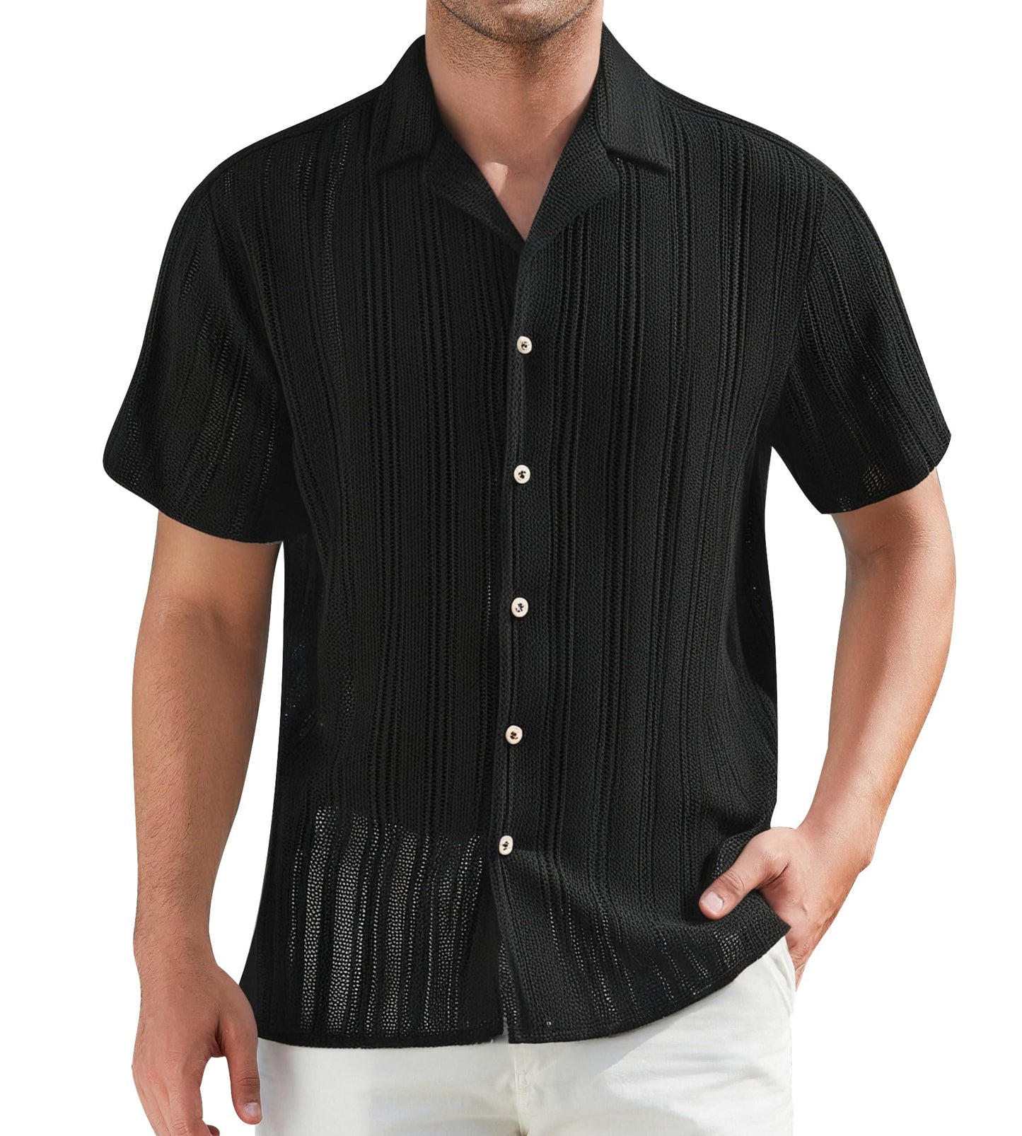 HOTDamipow Mens Casual Button Down Shirts Short Sleeve Fashion Vacation Beach Shirts