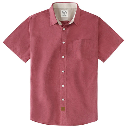 HOTDubinik® Mens Short Sleeve Button Down Shirts 100% Cotton Plaid Men's Casual Button-Down Shirts with Pocket