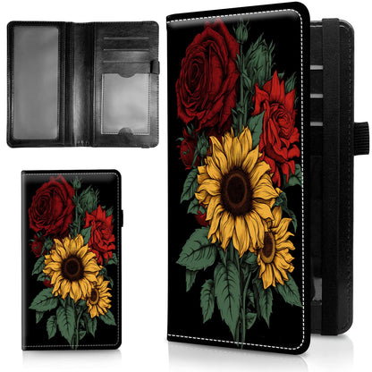 HOTLeather Checkbook Covers for Personal Checkbook Check book Holder Cover Wallets for Women Men,RFID-Blocking Slim Checkbook Cover for Duplicate Checks with Elastic Strap,Flowers Dancing Butterflies