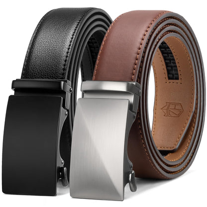 HOTZitahli Ratchet Belt for Men - 2 Packs Leather Mens belt For Gift Men Dress and Casual,Trim to Fit