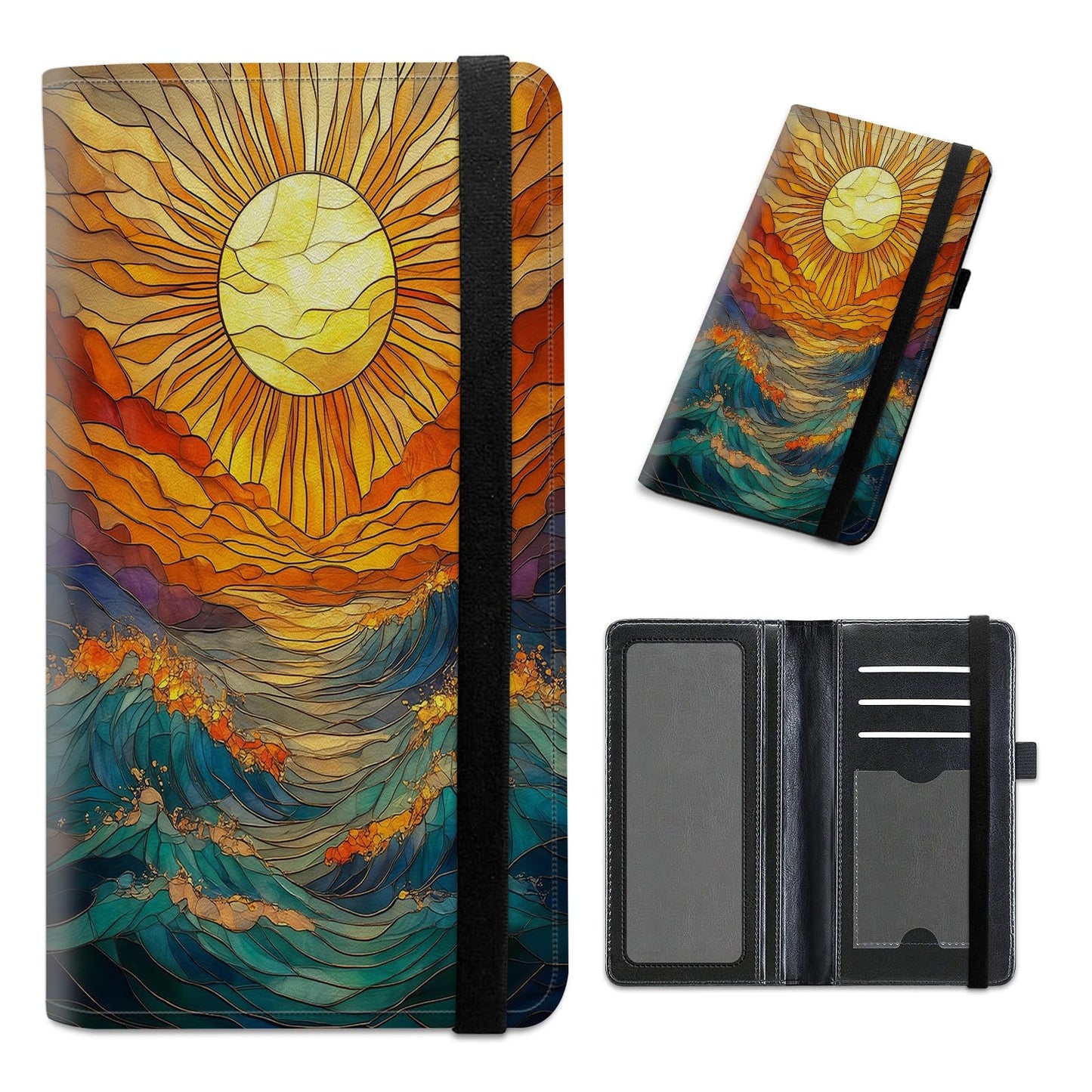 HOTCheckbook Cover for Personal Checkbook Leather Check Book Covers for Women Men with RFID Blocking Multi Card Slots Lightweight Compact Wallet, Retro Music Note