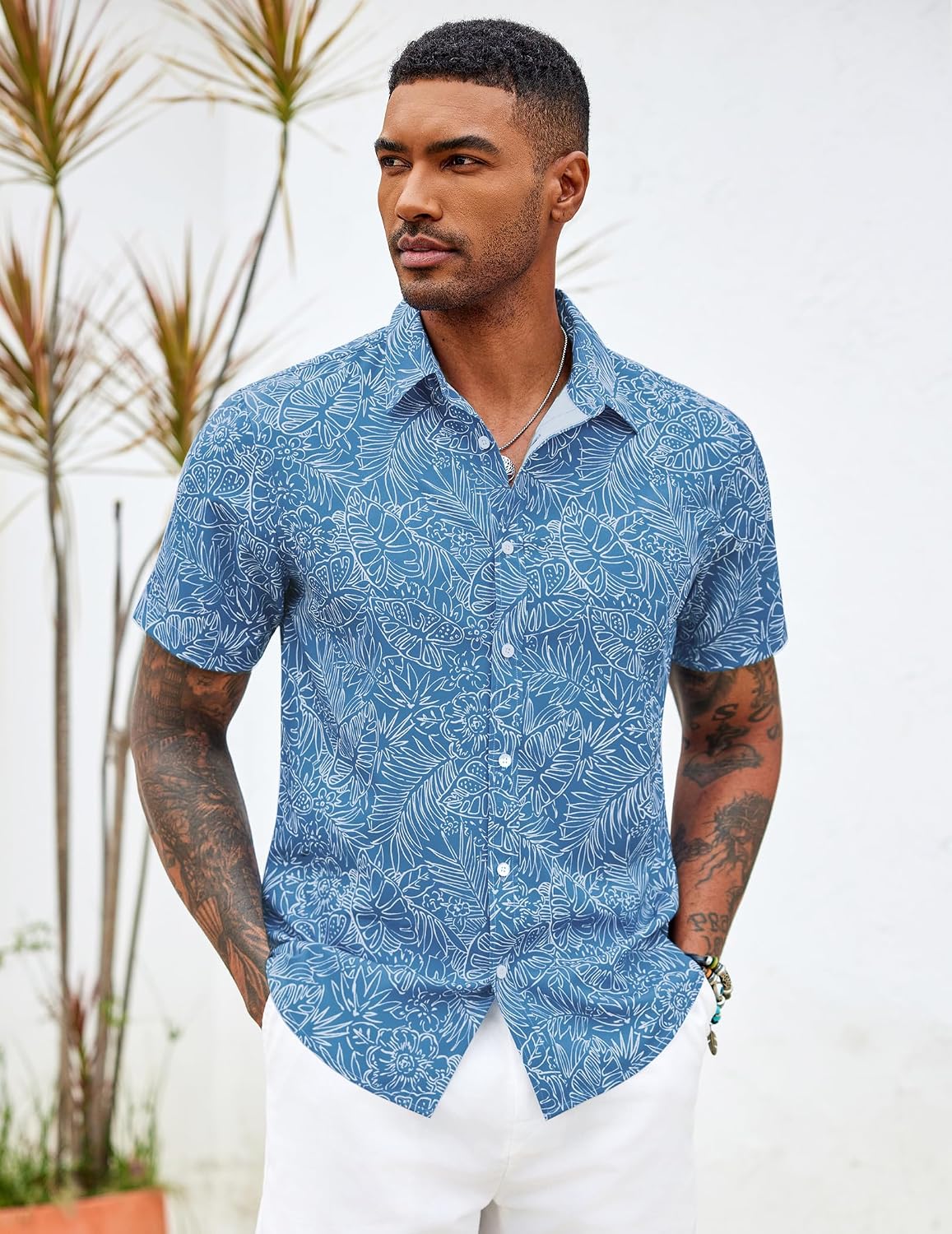 HOTCOOFANDY Mens Hawaiian Shirts Short Sleeve Button Down Aloha Shirt Casual Beach Clothes