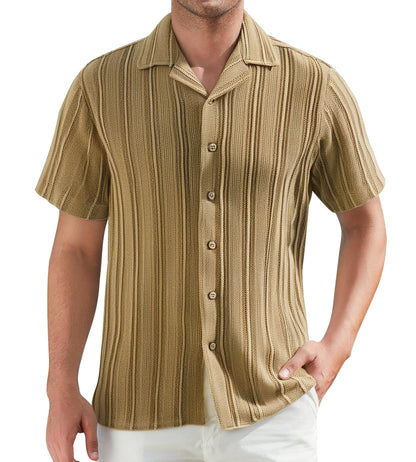 HOTDamipow Mens Casual Button Down Shirts Short Sleeve Fashion Vacation Beach Shirts