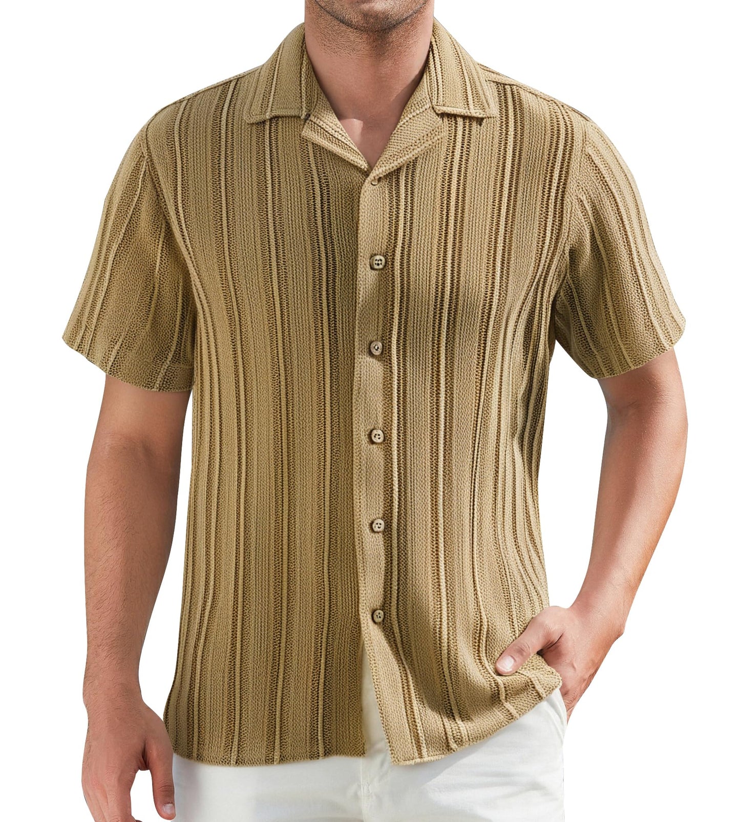 HOTDamipow Mens Casual Button Down Shirts Short Sleeve Fashion Vacation Beach Shirts