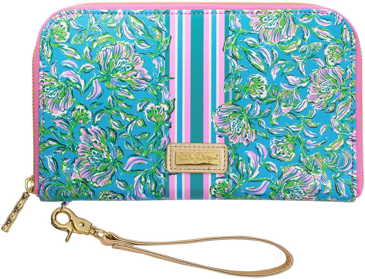HOTLilly Pulitzer Travel Wallet Passport Holder, Chick Magnet | Vegan Leather Wristlet Wallet for Women, Travel Document Organizer with Removable Strap and Interior Organization Pockets