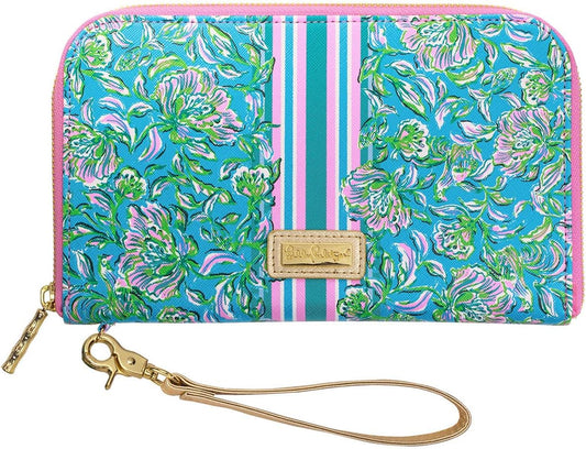 HOTLilly Pulitzer Travel Wallet Passport Holder, Chick Magnet | Vegan Leather Wristlet Wallet for Women, Travel Document Organizer with Removable Strap and Interior Organization Pockets