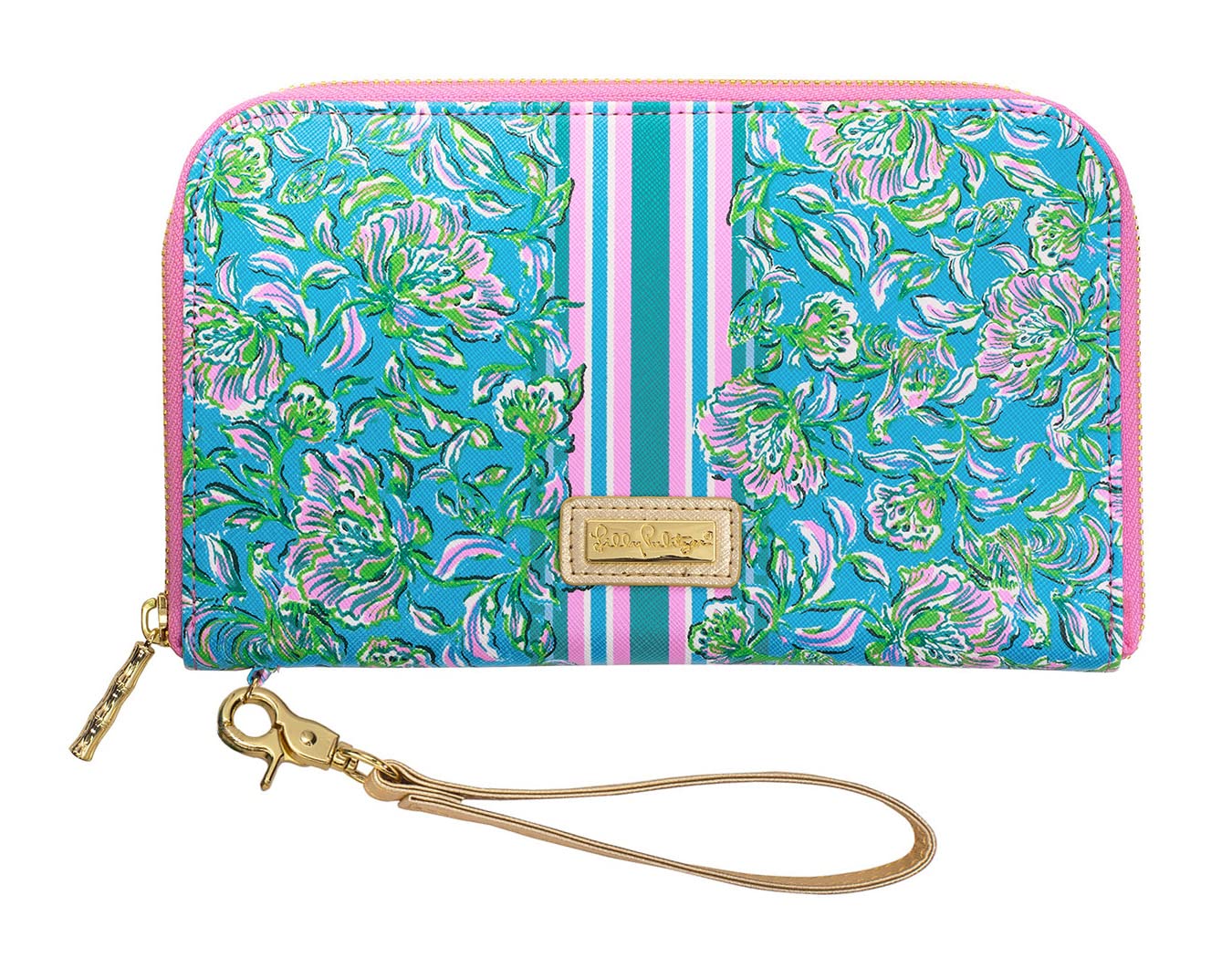 HOTLilly Pulitzer Travel Wallet Passport Holder, Chick Magnet | Vegan Leather Wristlet Wallet for Women, Travel Document Organizer with Removable Strap and Interior Organization Pockets