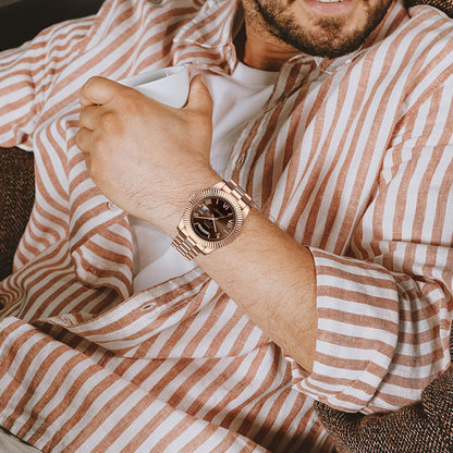 HOTNIBOSI Men Watches Analog Quartz Stainless Steel Rose Gold Silver Watches for Men Waterproof Business Classic Desiger Wrist Watch with Day Date