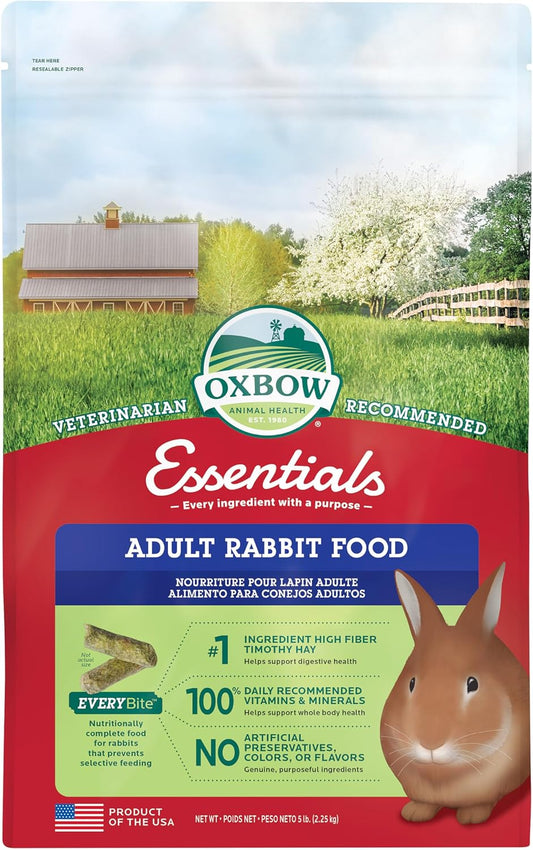 HOTOxbow Essentials Adult Rabbit Food, Timothy Hay Rabbit Pellets, USA, 5 lb