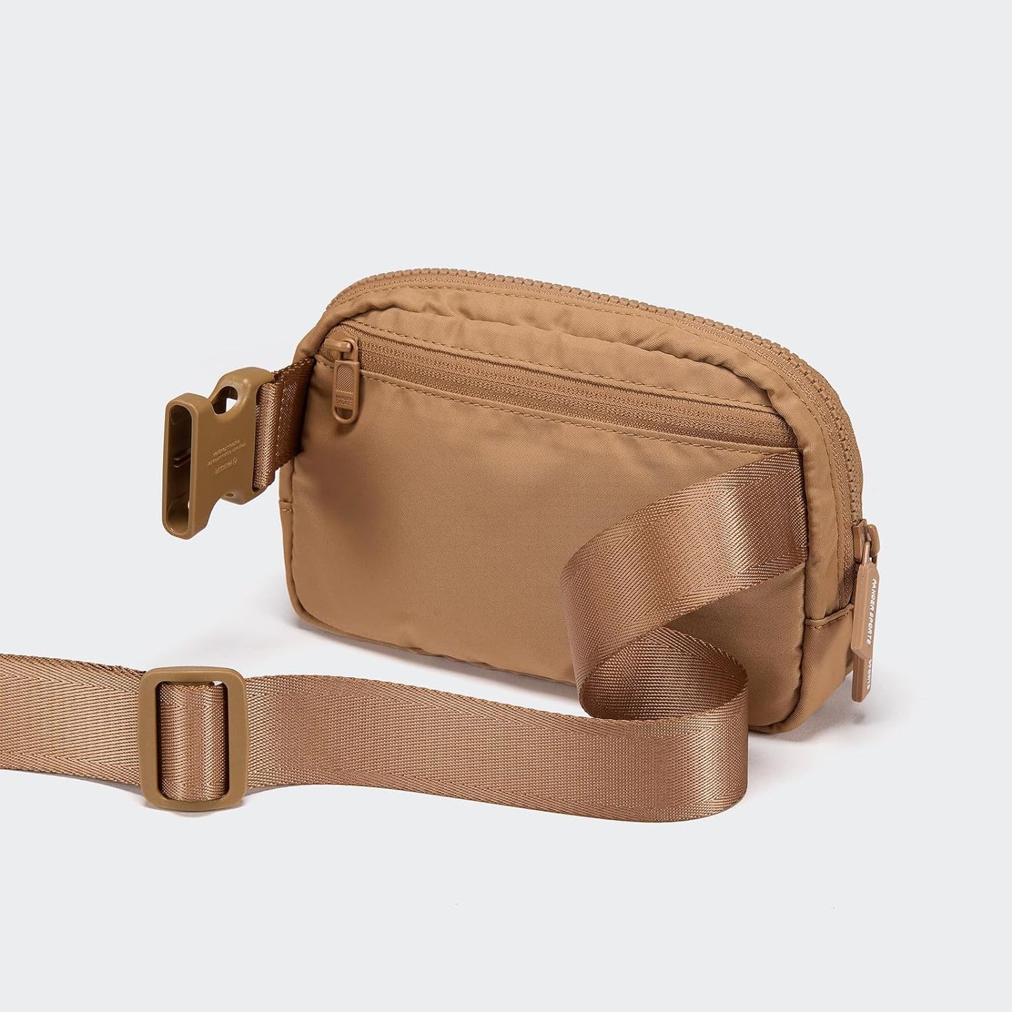 HOTPander Two Way Zipper Fanny Pack Nylon Everywhere Belt Bag for Women, Water Repellent Waist Packs, Crossbody Bags with Adjustable Strap (Caramel Brown).