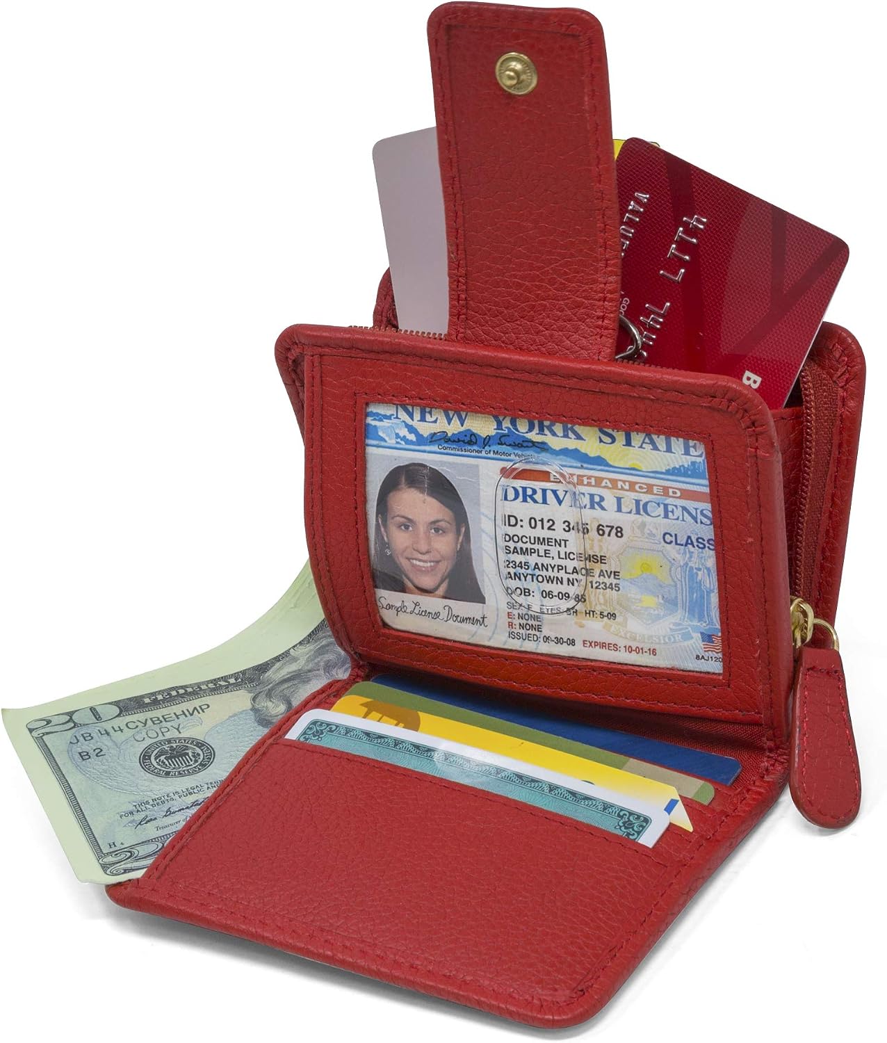 HOTTimberland Women's Leather Rfid Small Indexer Wallet Billfold, Red, One Size