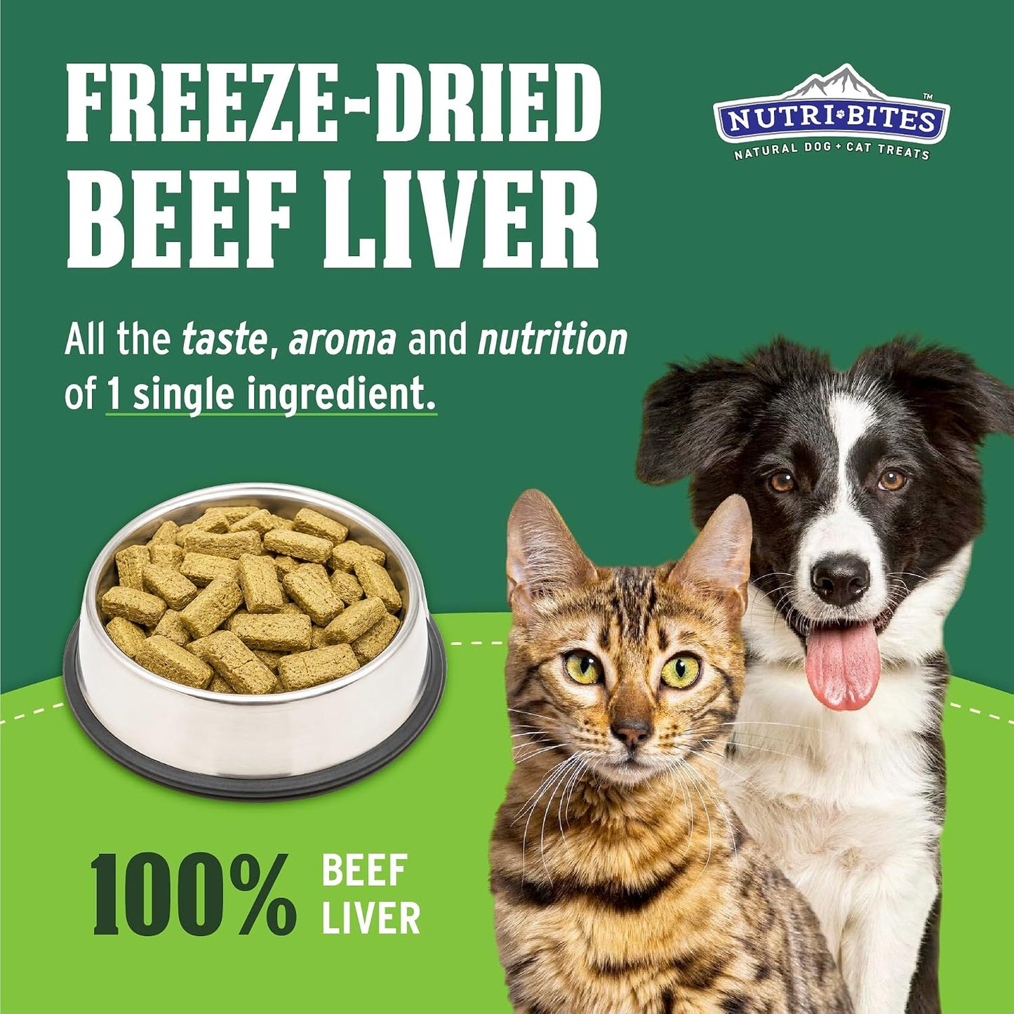 HOTNutri Bites Freeze Dried Beef Liver Dog & Cat Treats, Single Ingredient High Protein Pet Treats, 17.6 oz