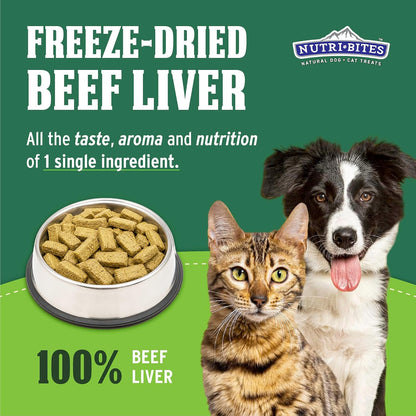 HOTNutri Bites Freeze Dried Beef Liver Dog & Cat Treats, Single Ingredient High Protein Pet Treats, 17.6 oz