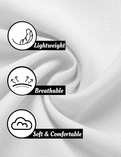 HOTCOOFANDY Men's Linen Shirts Short Sleeve Casual Shirts Button Down Shirt for Men Beach Summer Wedding Shirt