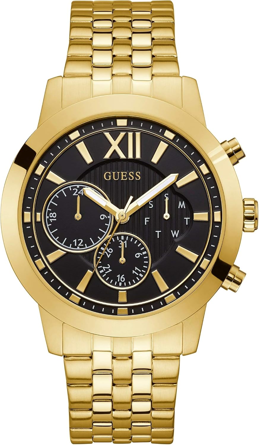 HOTGuess Women's Gold-Tone + Black Multifunction Steel Bracelet Watch