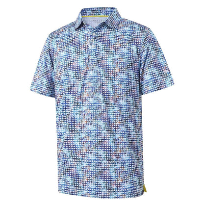 HOTGolf Shirts for Men Dry Fit Short Sleeve Print Performance Moisture Wicking Polo Shirt