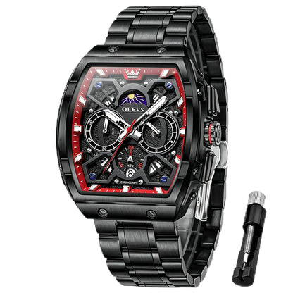 HOTOLEVS Watches for Men Analog Quartz Luxury Diamond Waterproof Chronograph Stainless Steel Big Face Square Date Moon Phase Roman Numeral Dress Mens Watches