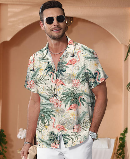 HOTKYKU Hawaiian Shirt for Men: Beach Vacation Summer Short Sleeve Button Down Mens Shirts Casual Stylish