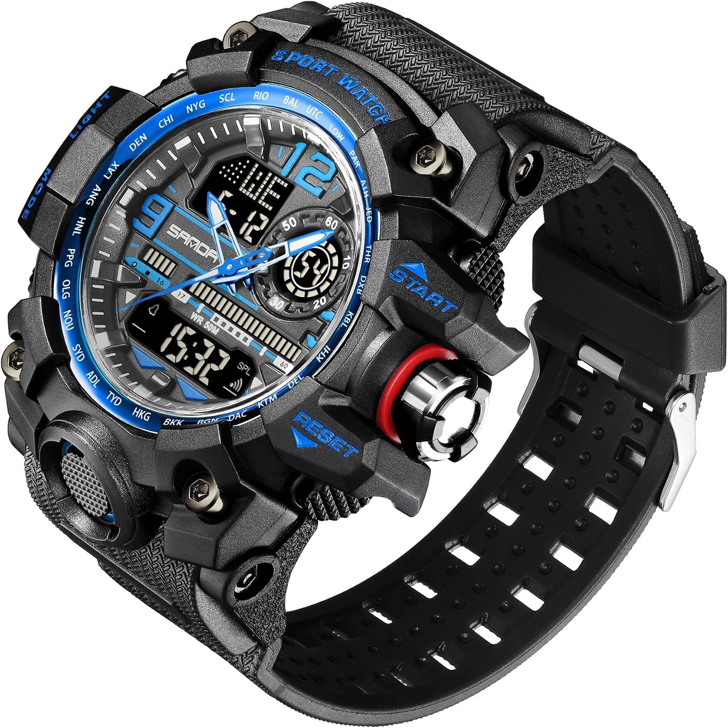 HOTKXAITO Men's Watches Sports Outdoor Waterproof Military Watch Date Multi Function Tactics LED Face Alarm Stopwatch for Men 3133