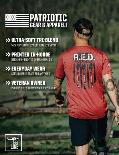 HOTNine Line Friday T-Shirt for Men, Remember Everyone Deployed Military Veteran Shirt, Patriotic American Flag USA Made | R.E.D. Friday Military Veteran Shirt, Patriotic American Flag USA Made