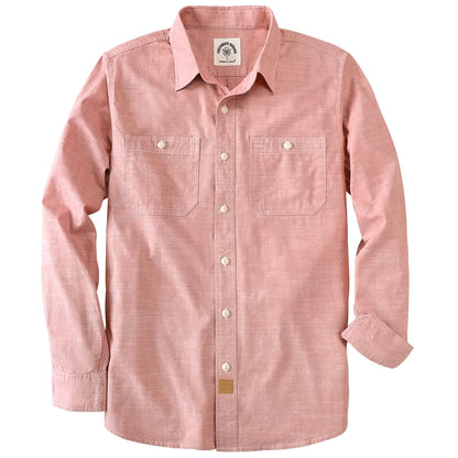 HOTDubinik® Chambray Shirt Men Cotton Mens Long Sleeve Button Down Shirts | Lightweight, Soft, Comfortable, Casual, Work, Breathable, 2 Pockets, Regular Fit, Vintage, Spring, Summer, Fall, Winter
