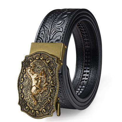 HOTDubulle Designer Mens Belts, Sliding Automatic Buckle Ratchet Dress Belt TOP Genuine Leather Strap Gifts