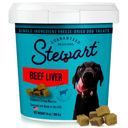 HOTStewart Freeze Dried Dog Treats, 100% Beef Liver, 21 oz Tub | Premium Quality Raw Protein, Single Ingredient, High Protein Training Treats & Food Topper, No Refrigeration, Cat Friendly