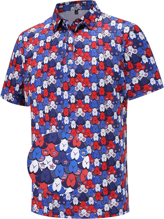 HOTMens Golf Polo Shirts Short Sleeve Moisture Wicking Dry Fit Performance Casual Funny Golf Polo Shirts for Men