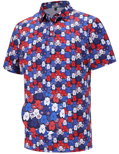 HOTMens Golf Polo Shirts Short Sleeve Moisture Wicking Dry Fit Performance Casual Funny Golf Polo Shirts for Men