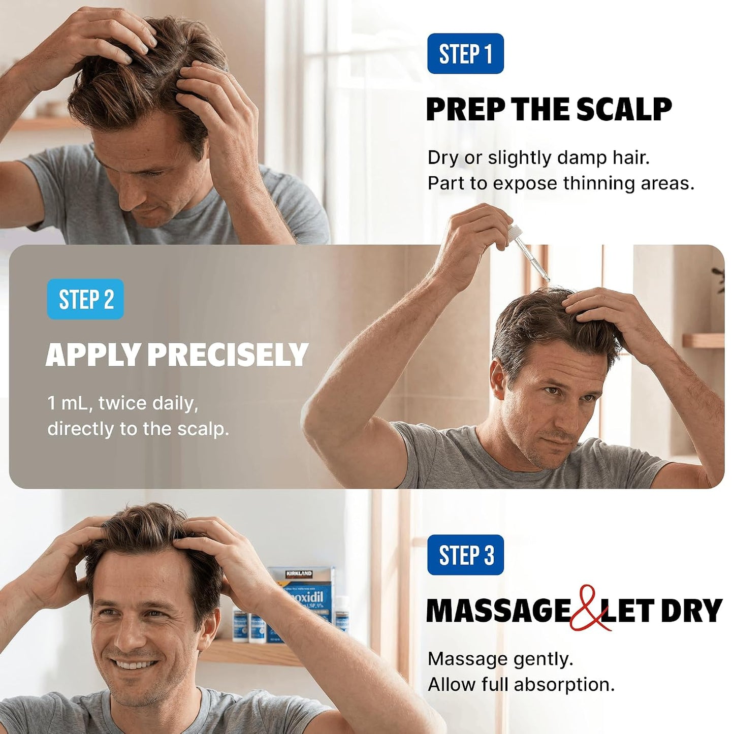HOTMinoxidil Liquid Extra Strength Hair Regrowth Treatment for Men, 5% Topical Solution, 6 Months Supply - Dropper Applicator and Bonus Free Instructional Guide Included