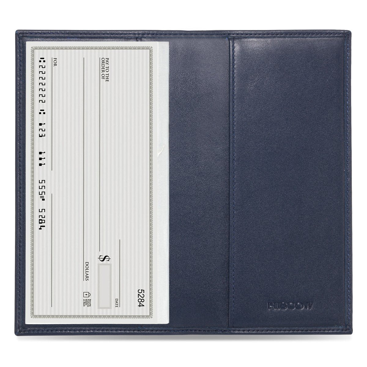 HOTHISCOW Slim Leather Checkbook Cover for Personal Checks | Full grain cowhide, transaction register & check book pockets, removable duplicate divider, durable stitching, gifts for men