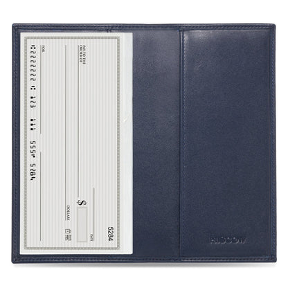 HOTHISCOW Slim Leather Checkbook Cover for Personal Checks | Full grain cowhide, transaction register & check book pockets, removable duplicate divider, durable stitching, gifts for men