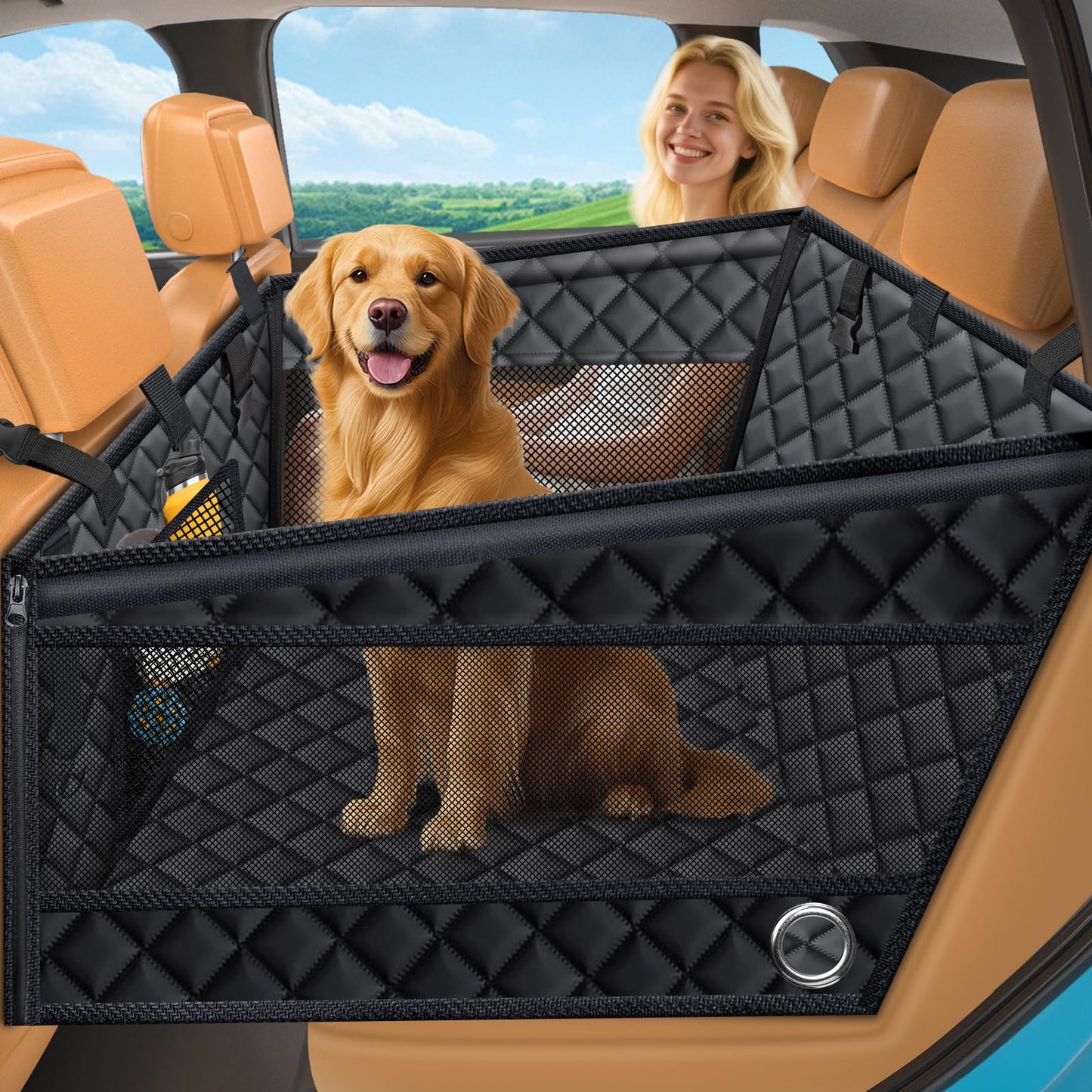 HOTURPOWER Dog Car Seat Cover for Pets 100% Waterproof Seat Cover Hammock 600D Heavy Duty Scratch Proof Nonslip Durable Soft Back Seat Covers for Cars and SUVs