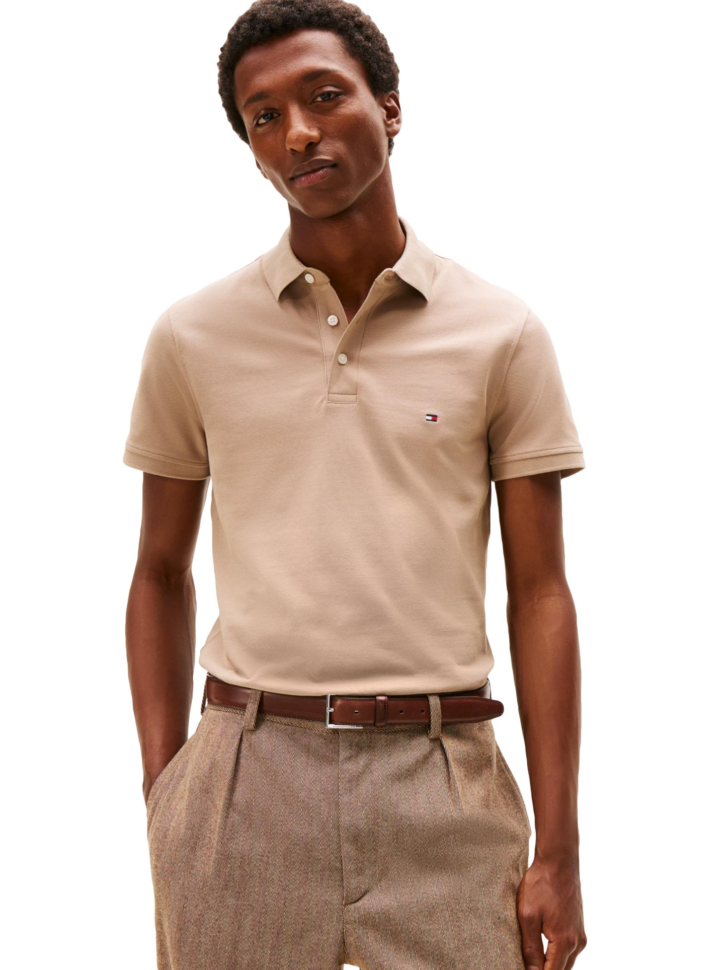HOTTommy Hilfiger Men's Short Sleeve Polo Shirts in Slim Fit with Stretch and Organic Pique Cotton