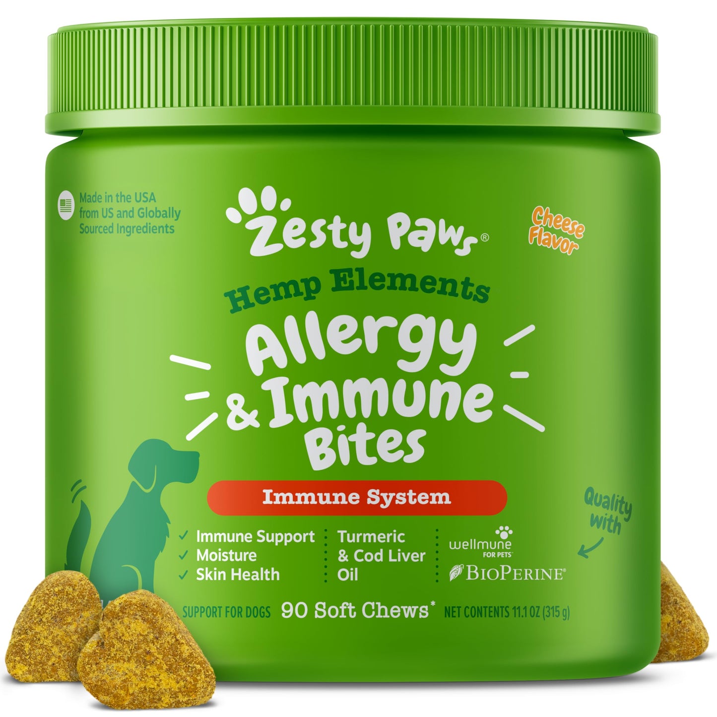 HOTZesty Paws Allergy Immune Bites - Dog Allergy Chews, Dog Probiotics for Itchy Skin and Ears, Lamb, 90ct