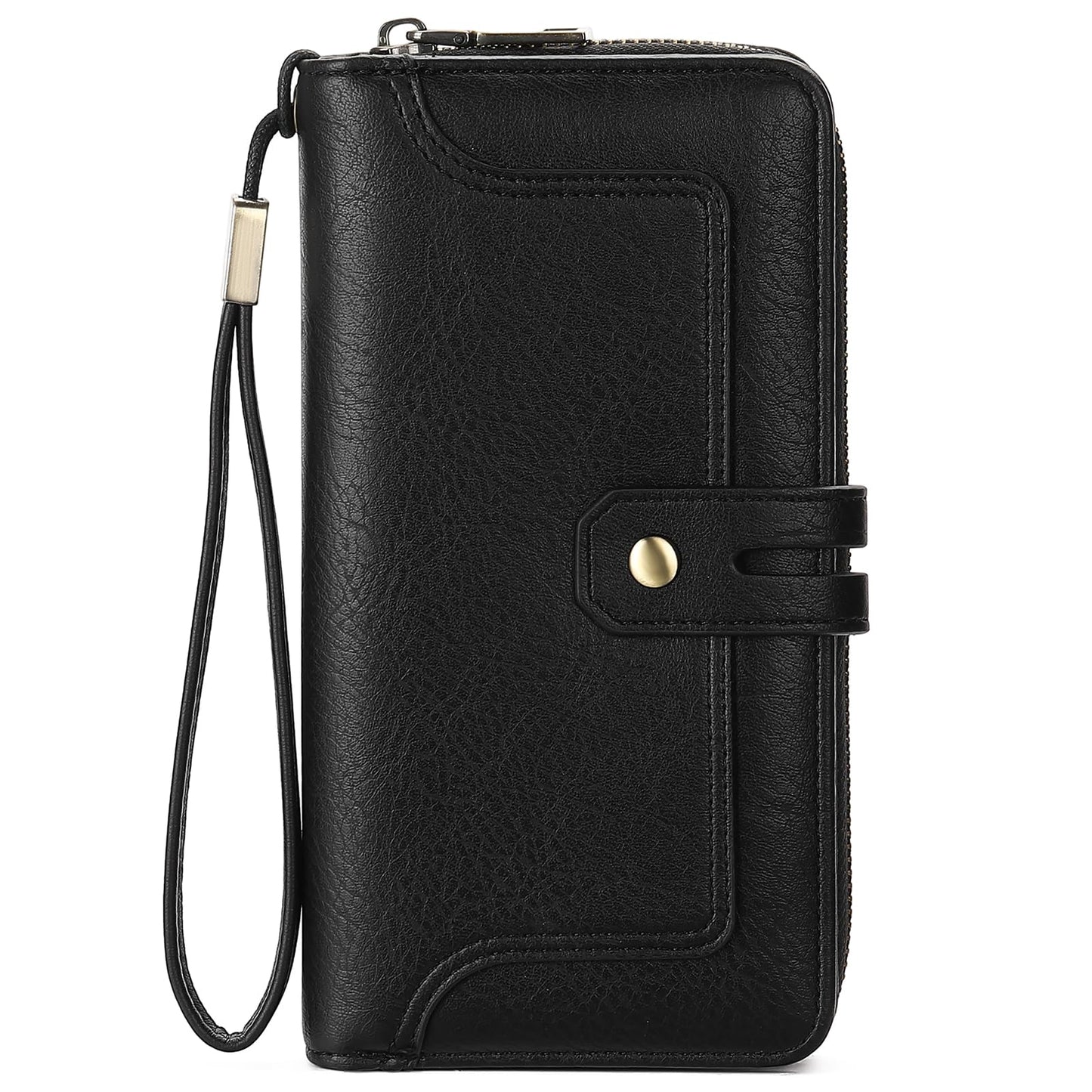 HOTGOIACII Wristlet Wallets for Women Large Capacity RFID Blocking Ladies Phone Clutch Card Holder Cow Print Brown