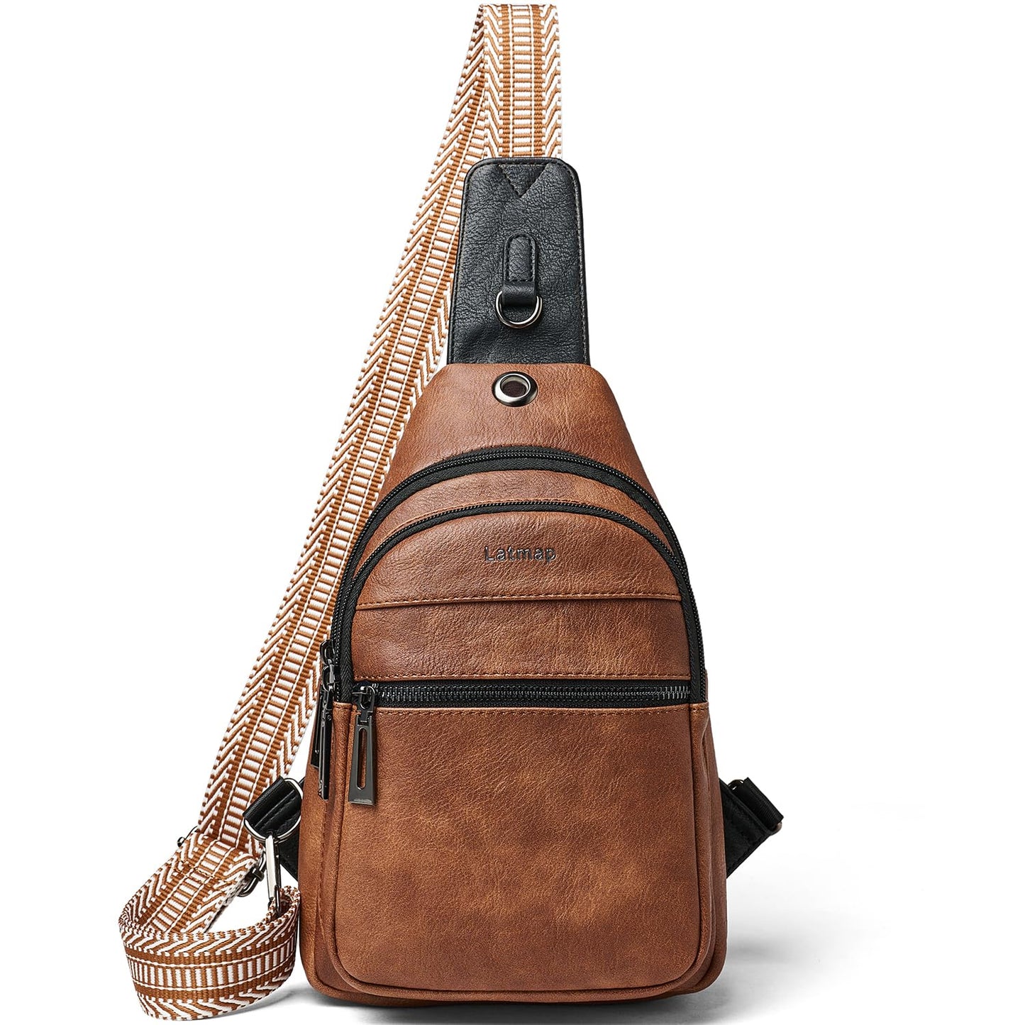 HOTLATMAP 7L Sling Bag For Women Faux Leather Anti Theft Small Casual Daypack Backpack Fanny Pack Crossbody Chest Bags Purse Waterproof Brown