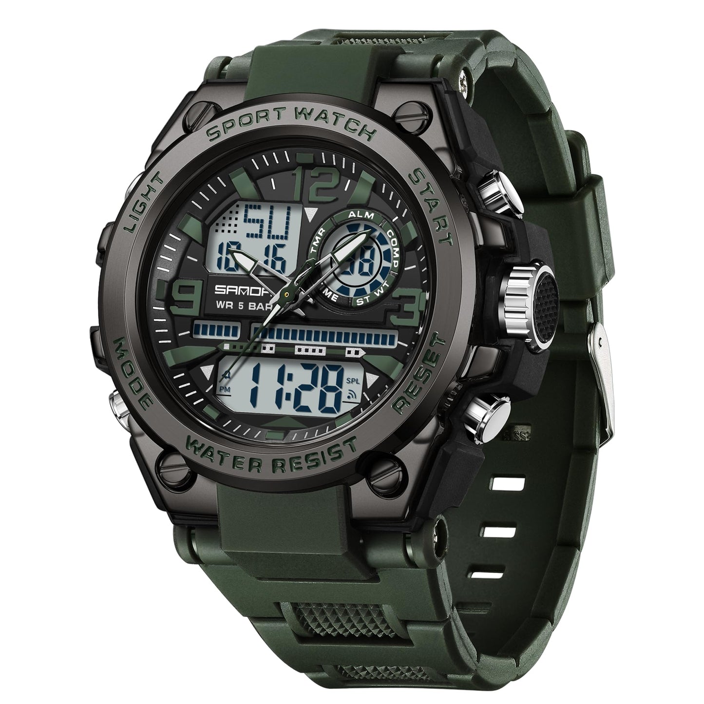 HOTKXAITO Men's Watches Sports Outdoor Waterproof Military Watch Date Multi Function Tactics LED Alarm Stopwatch